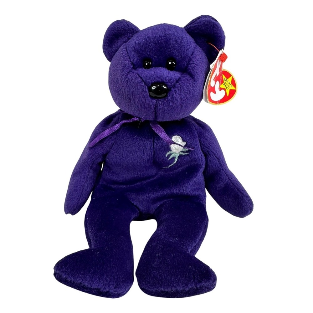 Ty Beanie Babies Princess Diana Bear Beanbag Plush Toy‎ Purple Vintage 1997 8.5"
